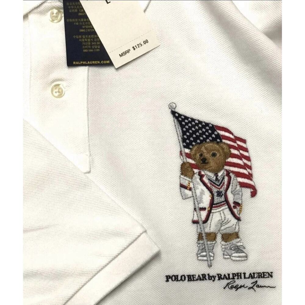 Polo Ralph Lauren Polo Bear American Flag Shirt Mens Size L Classic Fit Large - Picture 3 of 6